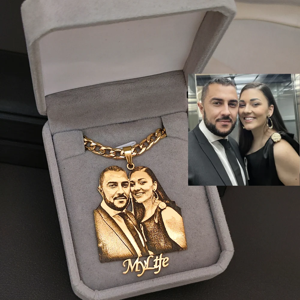 

Jewelry Customized Name Photo Necklaces Stainless Steel Jewelry Gifts Woman Men For Personalized Fashion Engraved Pendant