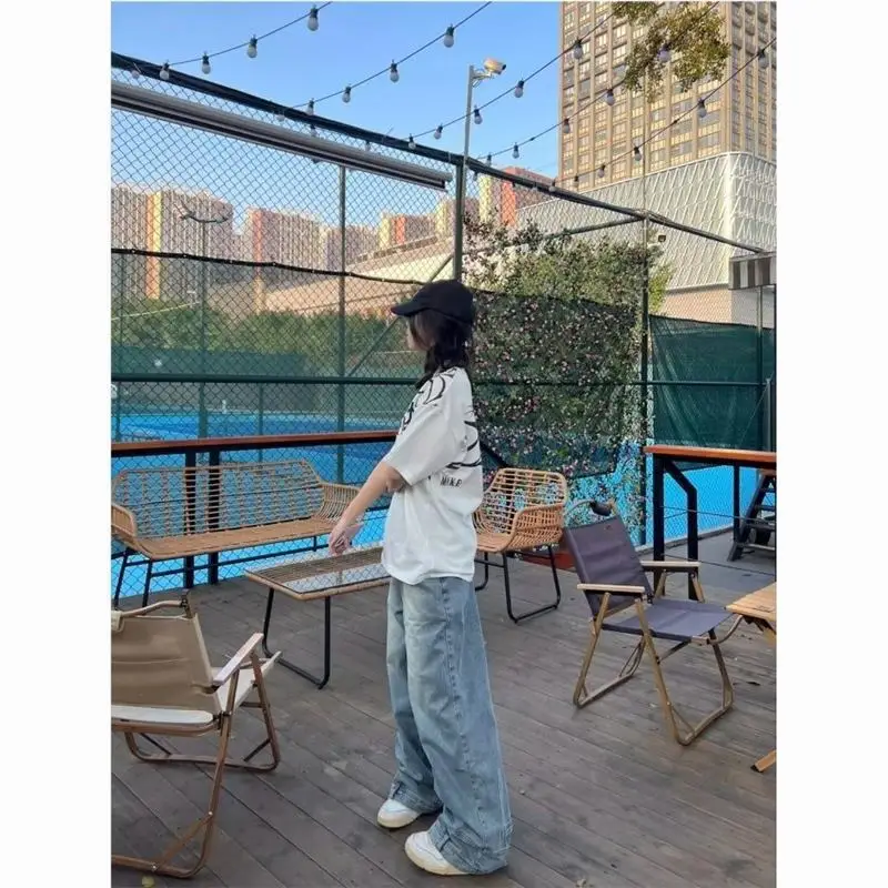 

Ins Fashion Amerikaanse Ретро мешковатые джинсы Hoge Taille Vrouw High Street Джинсовые брюки Ometrbare Broek Уличная одежда Джинсы Losse