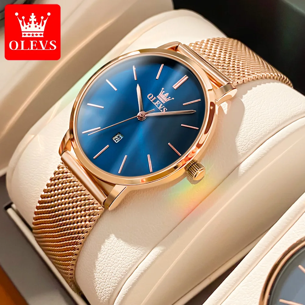 

OLEVS 5869 Quartz Fashion Watch Gift Round-dial Stainless Steel Watchband Calendar