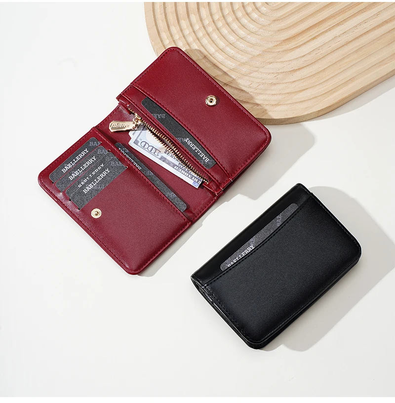 High-Quality New Women's Short Wallet High Capacity Card Clips Simple Zipper Coin Pocket Photo Holder Wallet for Girls