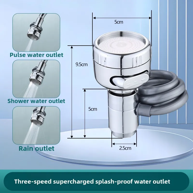 360 Degree Kitchen Faucet Nozzle Aerator Adjustable Three Mode Sprayer Filter Diffuser Water Saving Tap Head Extend Connector