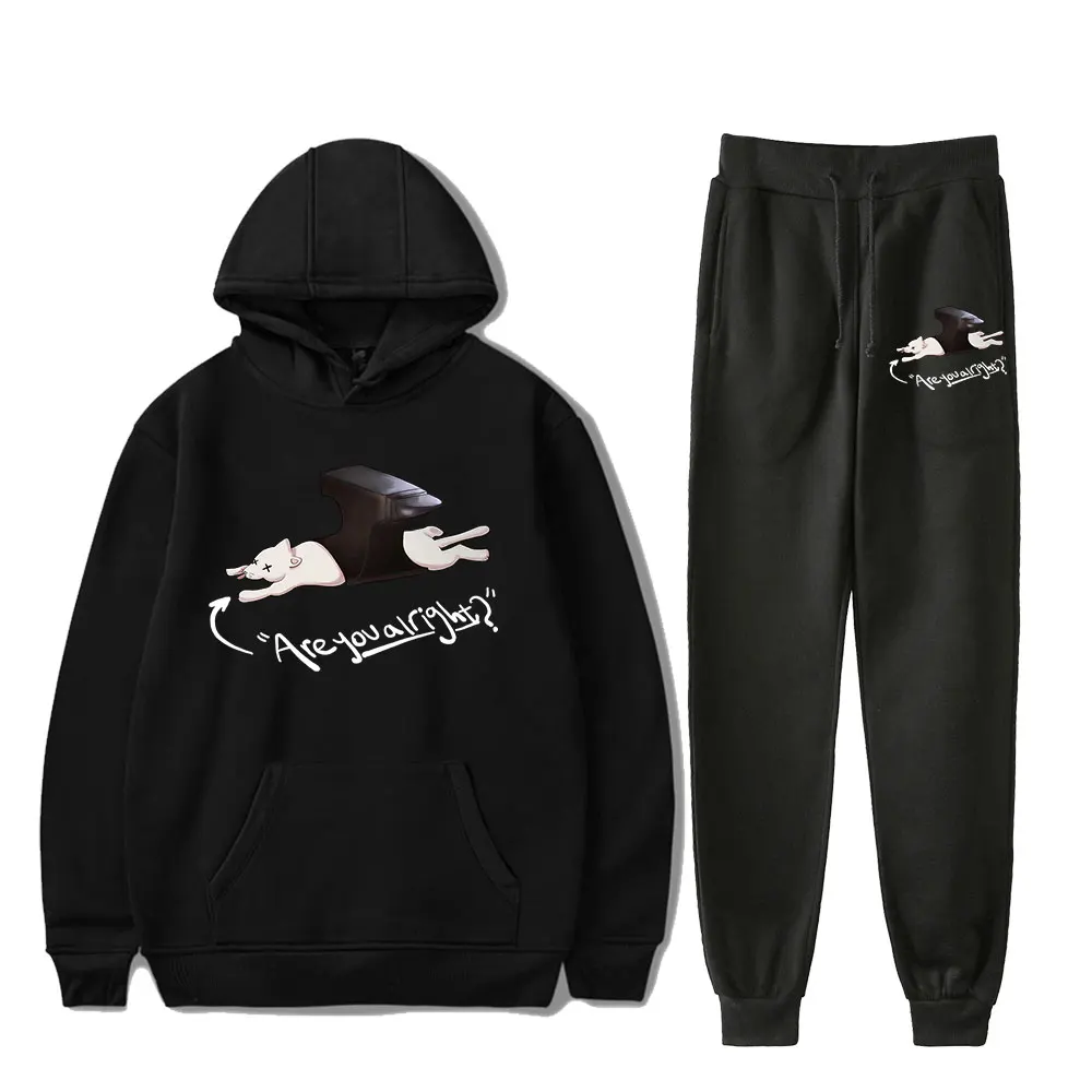 

Wilbur Soot Merch Are You Alright Pebble Brain Hooded Two Piece Set Sweatshirt Men/ Women's Set Pullover