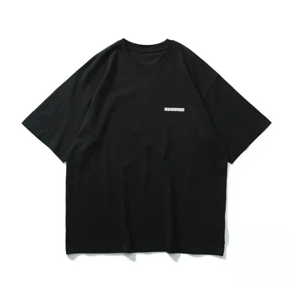 تي شيرت رجالي ياباني طوكيو حي الحرفية مع فخر الرجال تي شيرت أسود أبيض NBHD القطن فضفاض تي شيرت MenTops المحملة #2