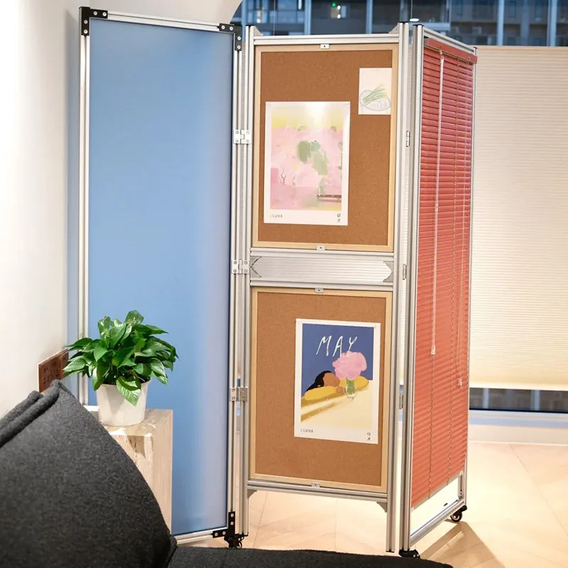Minimalist Bauhaus folding screen partition office entrance floor removable living room bedroom block background