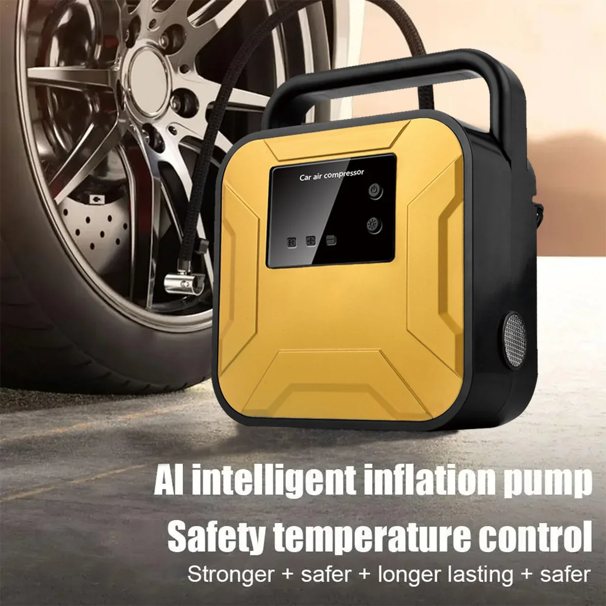 مضخة ضاغط الهواء المحمولة منفاخ الإطارات التلقائي الرقمي الكهربائي مع 3 فوهات مع مضخة نفخ سريعة للإضاءة في حالات الطوارئ