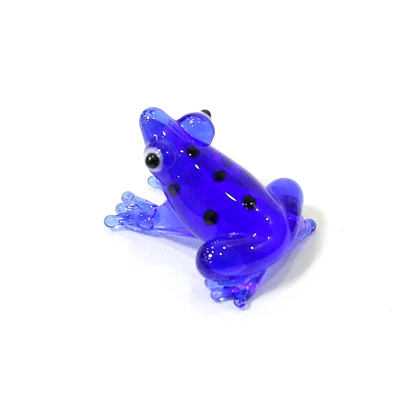 2 Stück Bunte Mini-Glas-Tierfiguren Niedliche Frosch-Miniatur-Statuen Ornamente für Zuhause Tischdekoration Feengarten Bonsai Deko-Zubehör – Detail 32