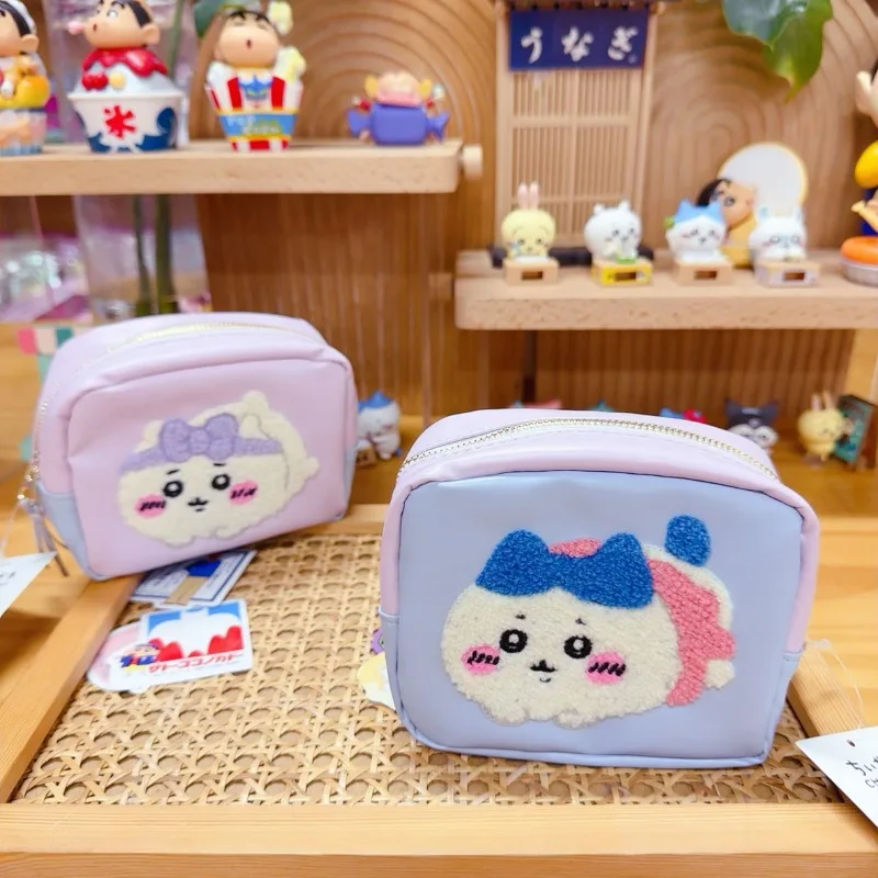 Chiikawa Hachiware Anime Kawaii Cosmetic Bag Usagi Embroidered Cartoon Double-sided Pattern PU Storage Coin Purse Holiday Gift