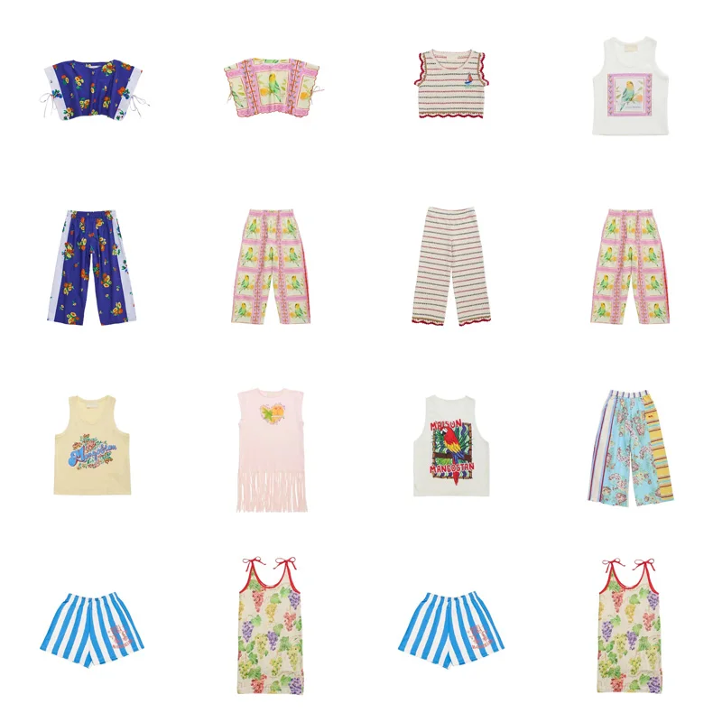 

Предзаказ: Комплекты для девочек Весна-Лето 2026: вязаные футболки и брюки, шорты для мальчиков, жилетки с мультяшным принтом, праздничные платья для девочек