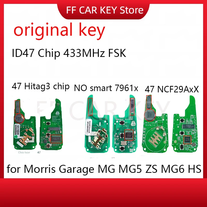 Original OEM Smart Remote Key Fob Keyless Go ID47 Chip 433MHz FSK for Morris Garage MG MG5 ZS MG6 HS