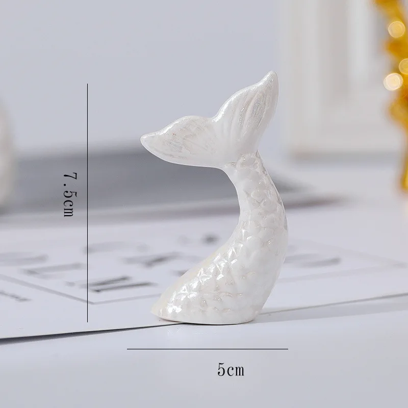 Ins Animal Head Sculpture Ornament, Nordic Ceramic Electroplated Mini Elk Fish Tail Antler Desktop Decoration