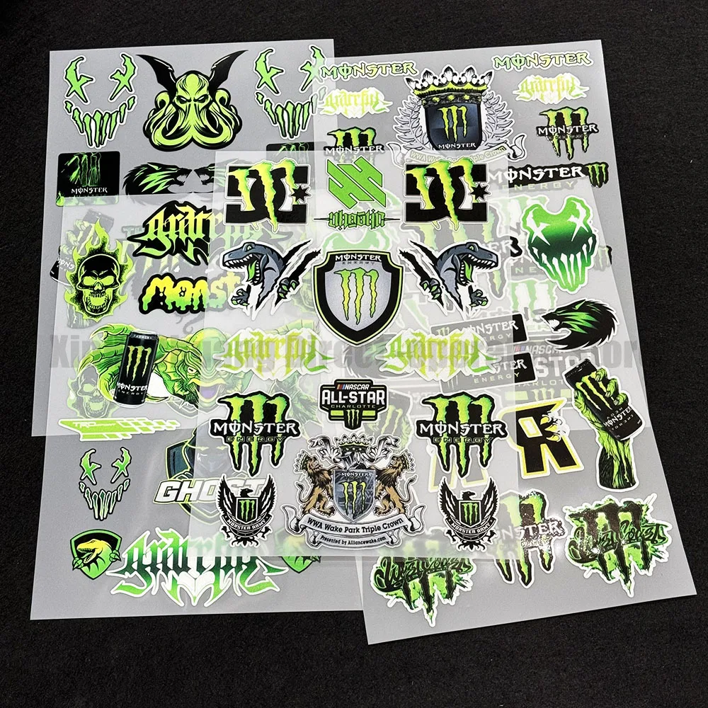 New Reflective Monster Energy Stickers Racing Sponsor Motorcycle Car Body Modification Scooter Helmet Decals Waterproof Sunproof