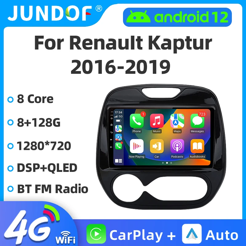 

Jundof 2 Din Car Radio Multimedia Video Player For Renault Kaptur Captur 2016 - 2019 Navigation Android 13 GPS Carplay Head Unit