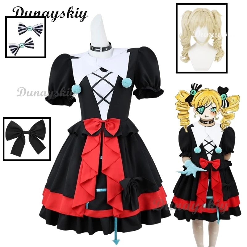 Stella-Juego de Cosplay Eggy Party Mute Girl, disfraz de Halloween, peluca, Escape From Fright Night, payaso, fiesta de Halloween personalizada