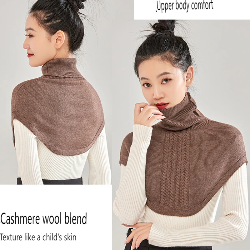 Women Neck Cover Autumn Winter Knit Protected Rotect Cervical Spine Warm Bib Turtleneck Sweater Fake Collar Decorative ScarF