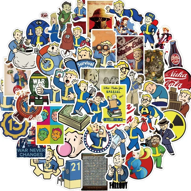 Fallout Cartoon Graffiti Autocollants, Ordinateur Portable, Bagages, Téléphone Portable, Tasse à Eau, JEMotorcycle, Autocollants Décoratifs DIY, 50Pcs