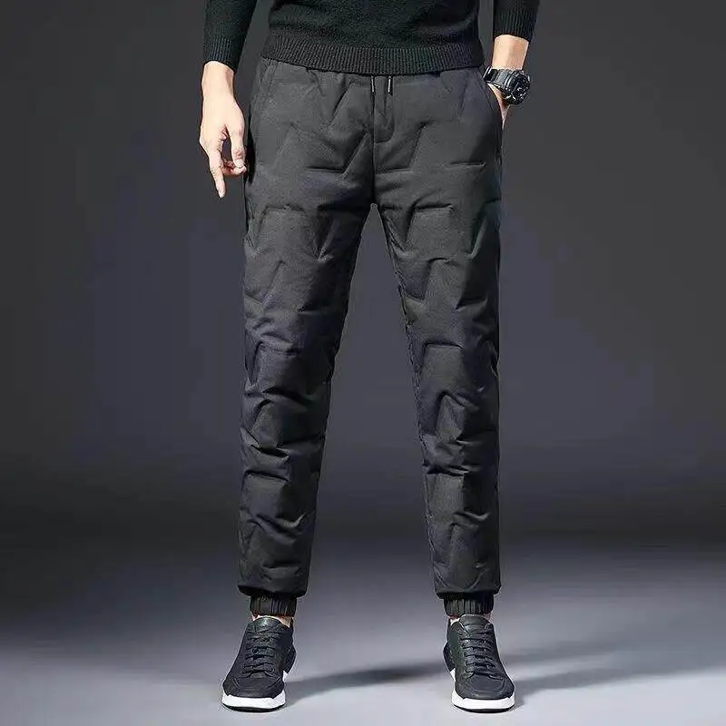 Men's down Fleece Lined Thickened Snowproof Autumn Winter Outdoor Wearable Trousers Youth Style Warmth City Walk Polyester Fiber
