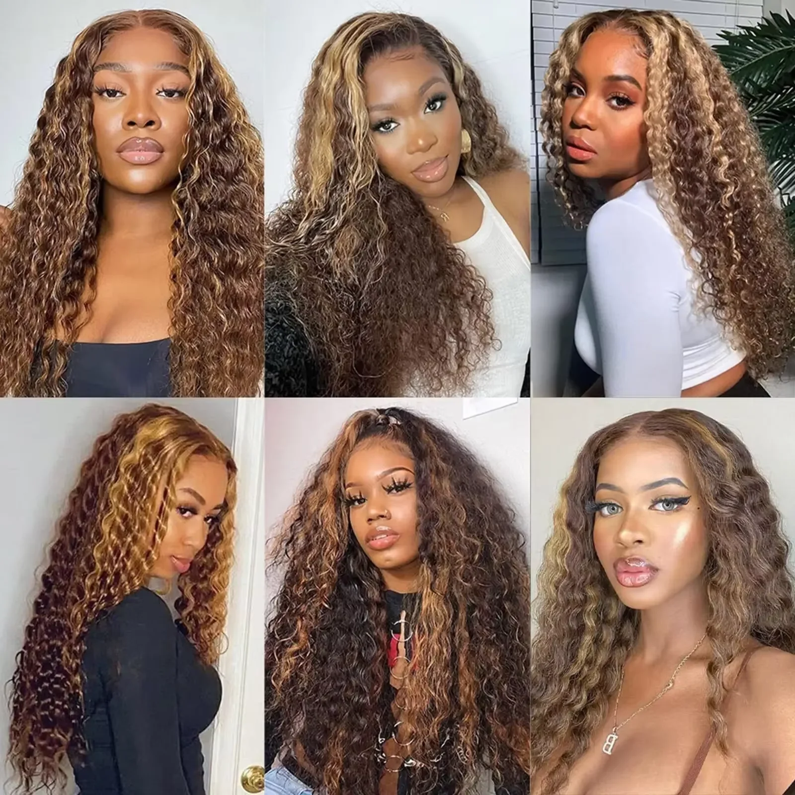 30 Zoll Highlight Lockige Perücke Echthaar Wasserwelle 13x6 Lace Frontal Perücke Blond Braun Tiefe Welle 13x4 Lace Front Perücken