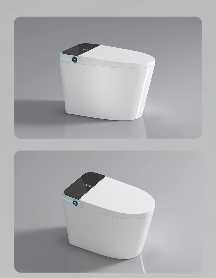 Automatic flush smart ceramic toilet, warm water toilet, double flush, night light P-type elbow, remote control
