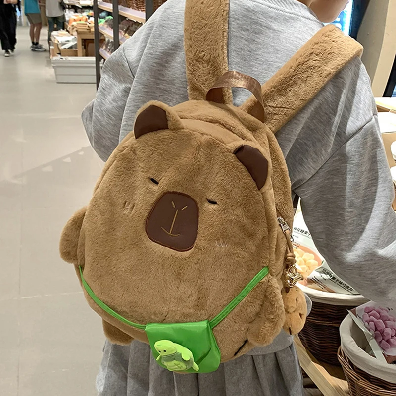 Chique dos desenhos animados kawaii capivara mochila de viagem grande capacidade bonito macio mochila multifuncional crianças saco escolar presente