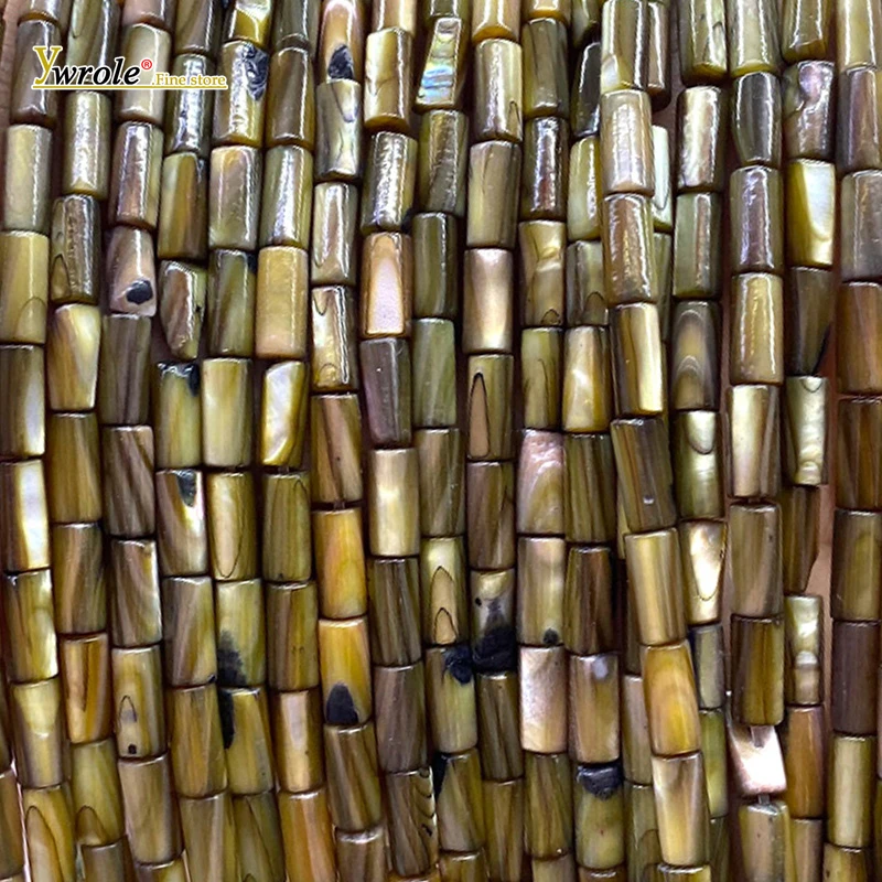 4x8mm Cylinder Natural Freshwater Shell Coffee Color Loose Spacer Beads for Jewelry Making Diy Bracelets Charms Accessories