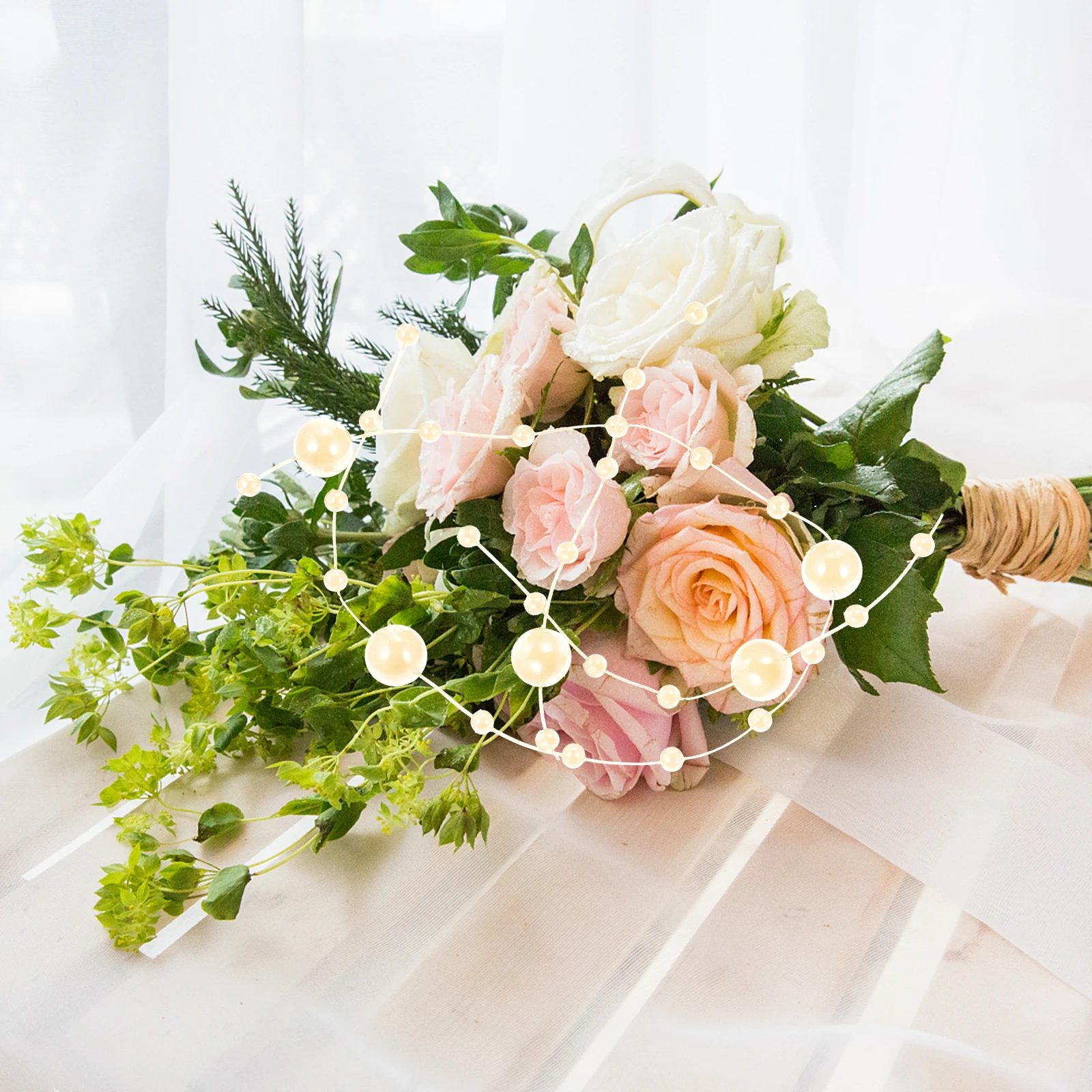 

Pearl Fishing String Beads Bracelet Making Strand Pearls Chain DIY Ornament Hair Accessories Durable Bright Color Household