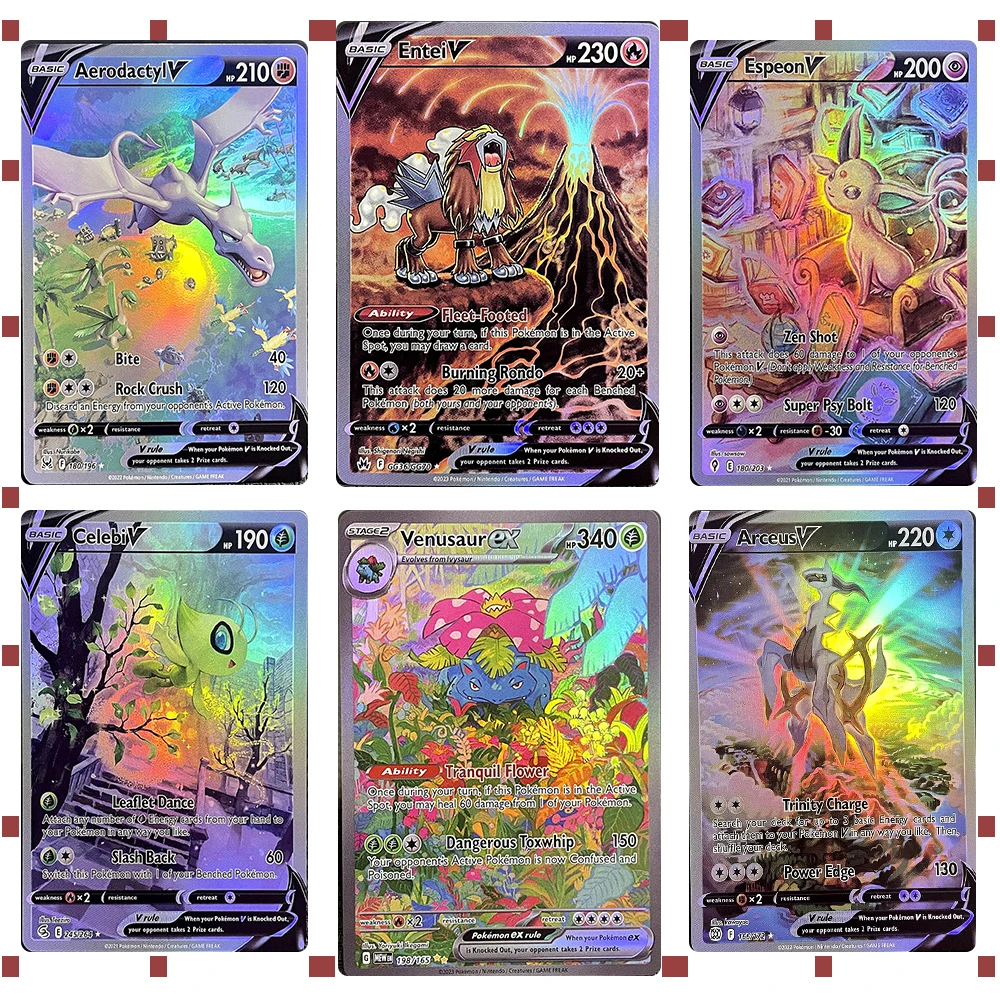 pokemon cards proxy V Series Blissey/Celebi/Garchomp/Entei/Giratin/Jolteon Rainbow pokémon Cards PKM Collectible Trading Game