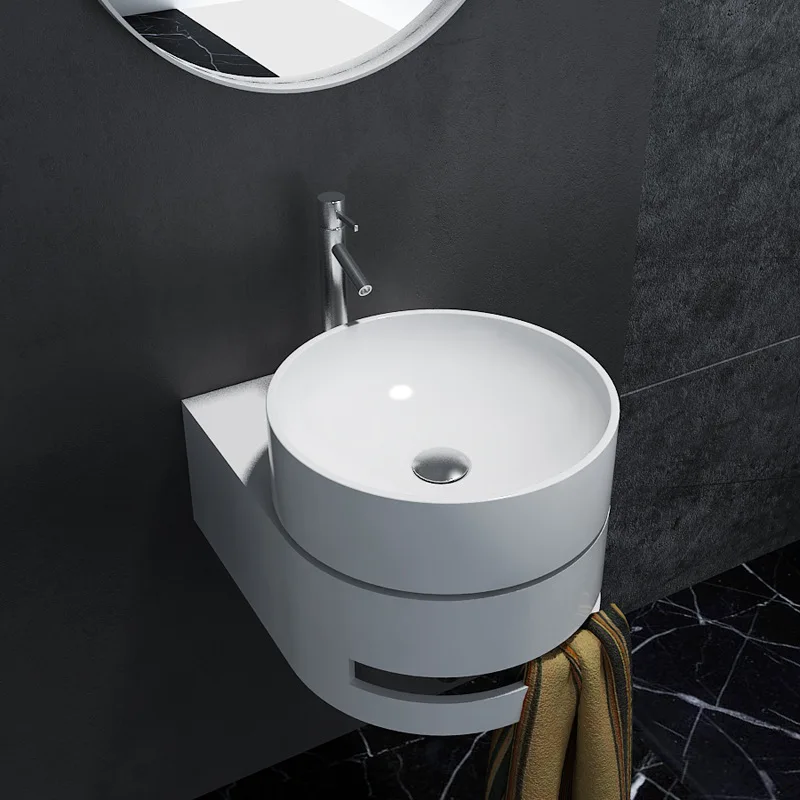 

Artificial stone wall-mounted wash, simple and personalized small apartment integrated basin, column basin, bathtub