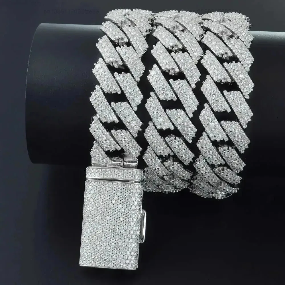 

Wholesale 8mm 10mm 16mm 20mm Hip Hop Vvs Diamond Necklace Bracelet Dropshipping 925 Silver Iced Out Cuban Link Moissanite Chain