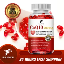 CoQ10 200mg, Ubiquinone Supplement - Advanced Absorption, 120 Vegetarian Capsules Non-GMO Coenzyme Q10 Heart Dietary Supplement