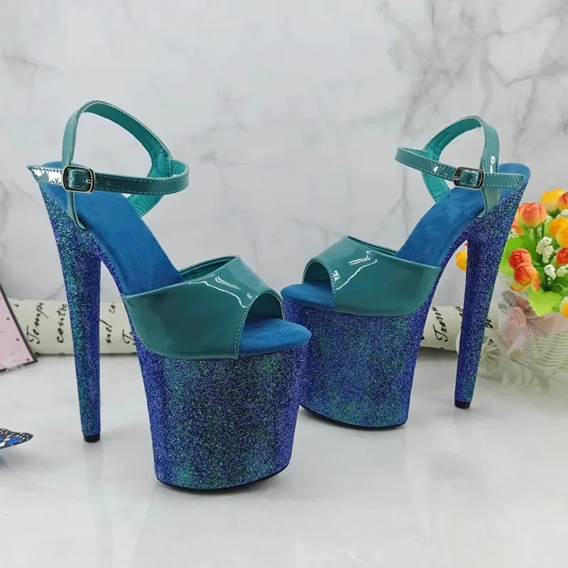 

Fashion 20CM/8inches PU Upper Plating Platform Sexy High Heels Sandals Pole Dance Shoes 035