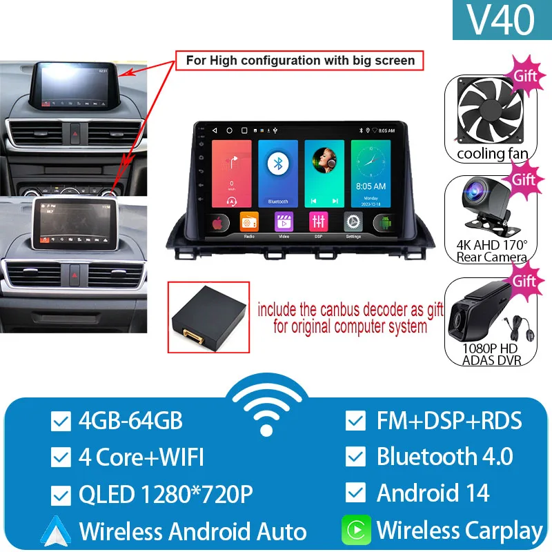 Voor Mazda 3 Axela 2014-2019 Mazda CX-4 CX4 2016-2018 Autoradio Android Auto GPS Navigatie multimedia Video Player Geen DVD