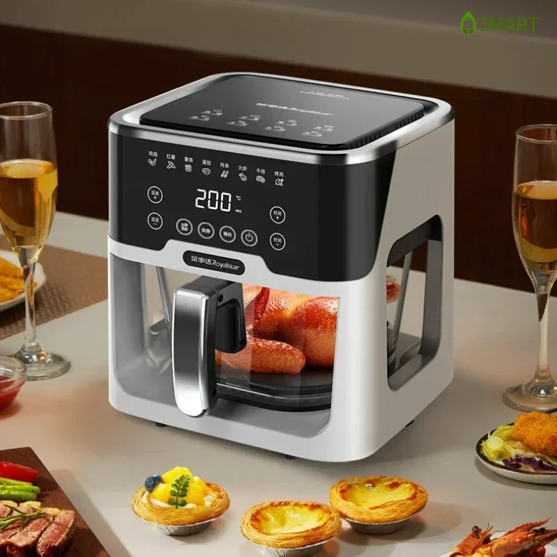 New Small Multi - functional Household Large - capacity Visual Integrated Automatic Electric Air Fryer for French Fries.