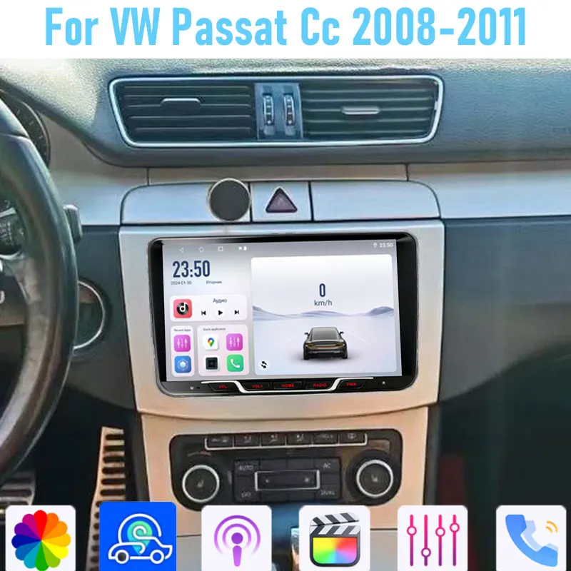 

9'' For VW Passat 2008-2011 64GB Car Radio Wireless Android 15 GPS Head Unit Carplay Intelligent System Navi WIFI BT Google Map