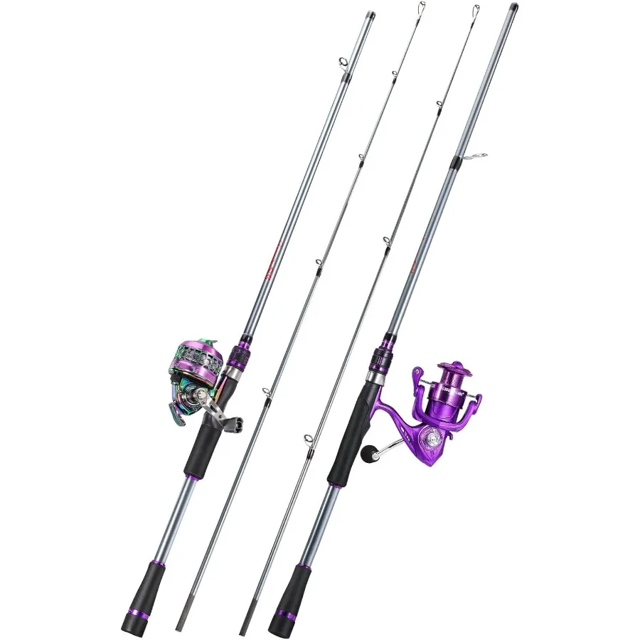 

Spinning Spincast Fishing Rod Reel Combo 2 Pieces Medium Pole with Strong Smooth Fishing Reel for Freshwater Fishin