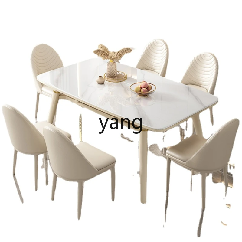 

CX Cream Style Solid Wood Stone Plate Dining Tables and Chairs Set White Modern Simple Home Small Apartment