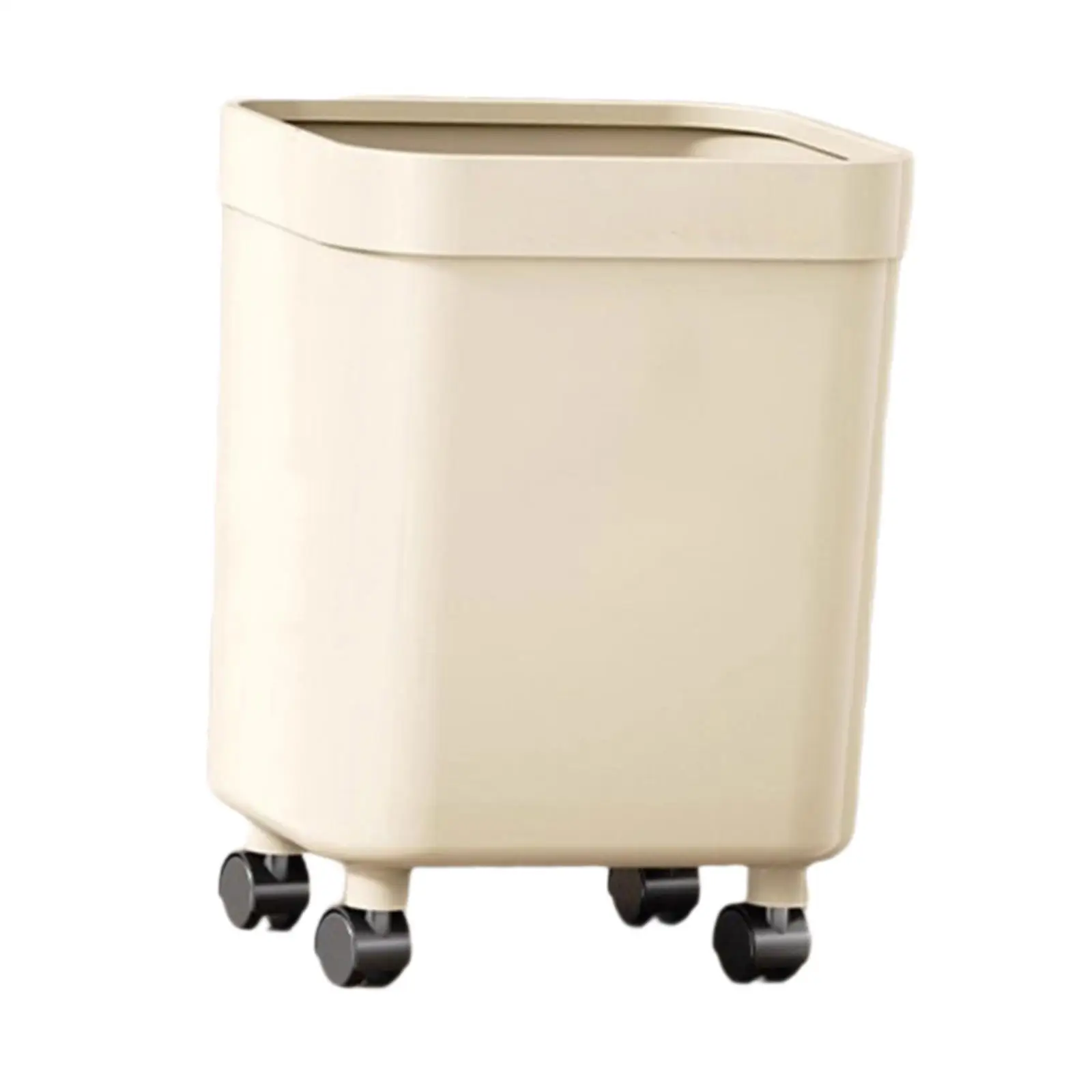 

Trash Can Easy to Move Practical with Wheels Wastebasket Waste Bin for Bathroom Living Room