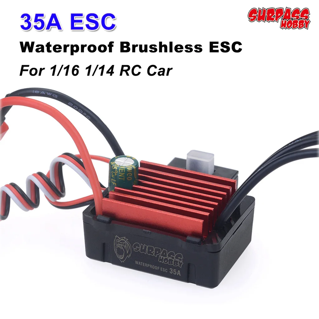 

SURPASS HOBBY KK Waterproof Series 35A ESC Brushless Electronic Speed Controller for 1/14 1/16 RC Car 2838 2845 Motor