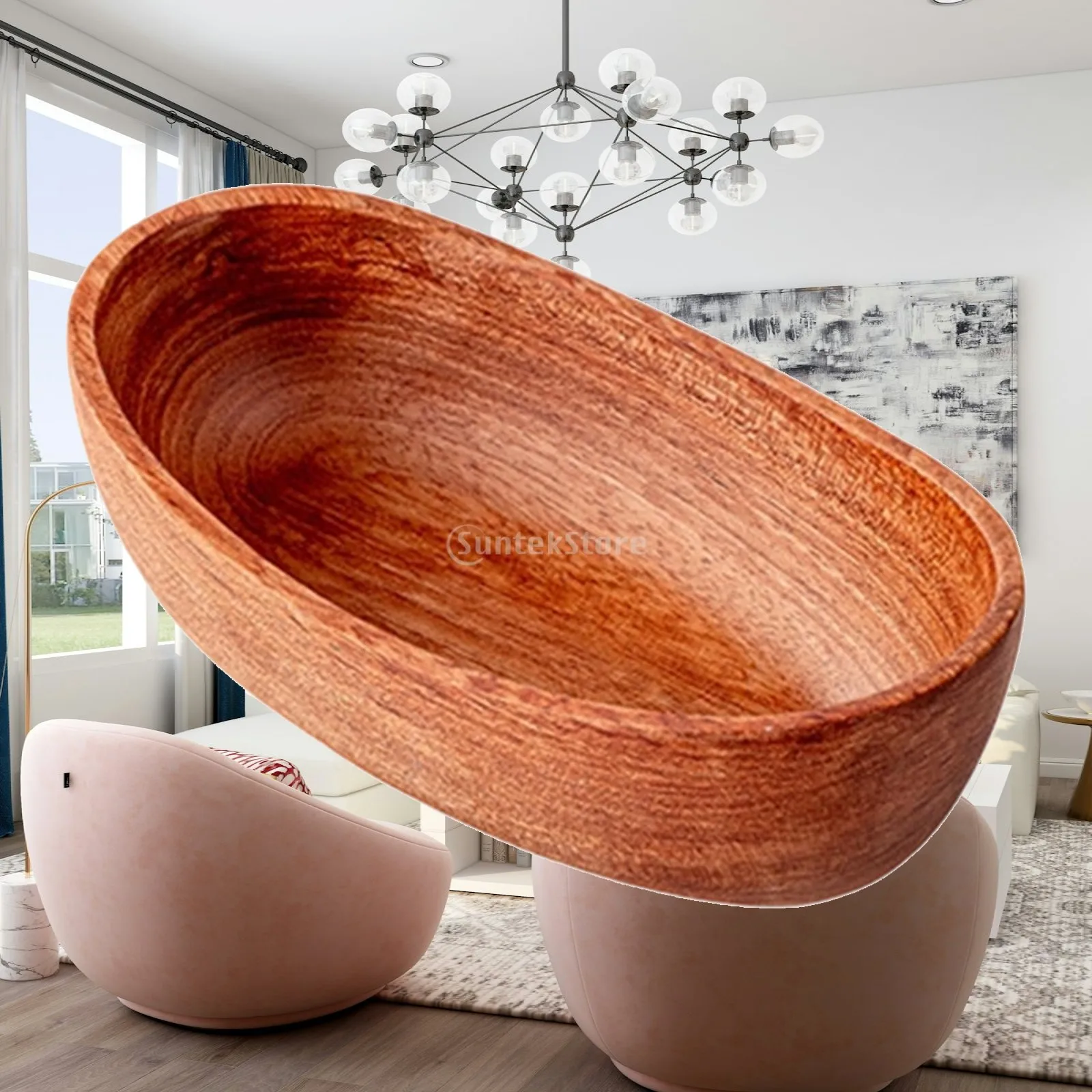 Decorative Tray Wood Grain Candle Holder Organizer Bowl for Table Centerpiece Home Farmhouse Decor