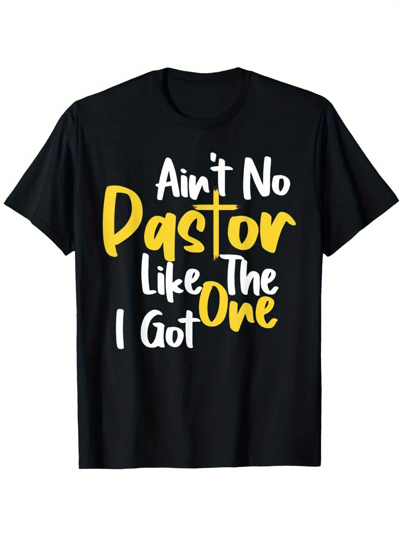 

Men's Funny T-Shirt - "There's No Priest Like My Priest" - 100% Cotton 180g Soft Breathable Fabric, Black Background with Bold Yellow and White Print ~ Good Style ~ Durable Printed Shirt