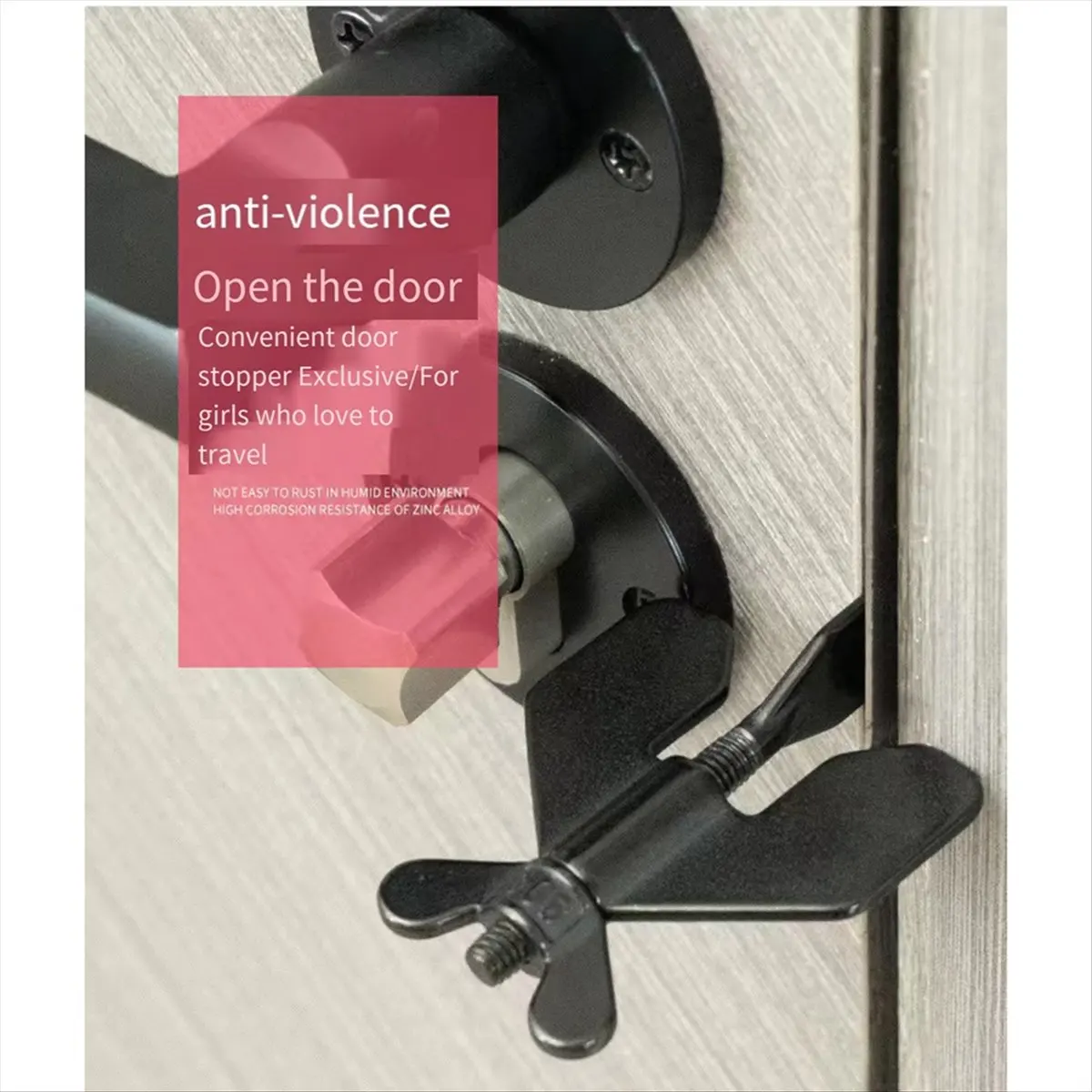 AT16 Portable Door Lock Stainless Steel Privacy Extra Security Lock Anti Theft Travel Safety Inside Door Lock