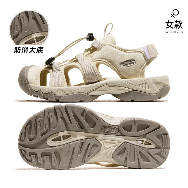 GOLDEN CAMEL Women\'s Shoes Baotou Sandals Outdoor Non-slip Wear-resistant Casual Beach Shoes for Women Summer River Tracing