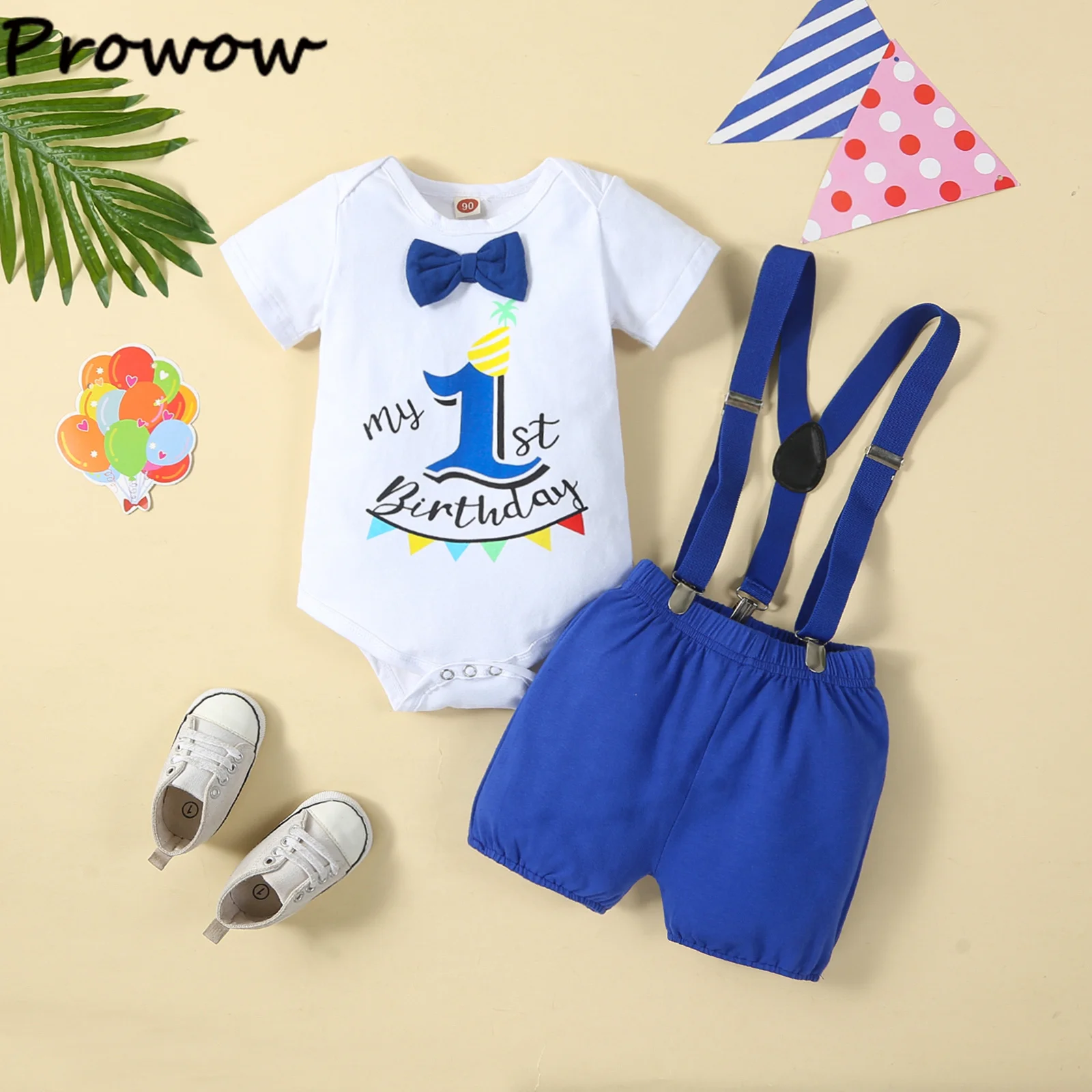 Geburtstagsoutfits für Jungen: Set mit Ballon-Buchstaben "1" Body und Y-Back-Trägerhose, 1. Geburtstag Baby Cake Smash Kleidung – Detail 24