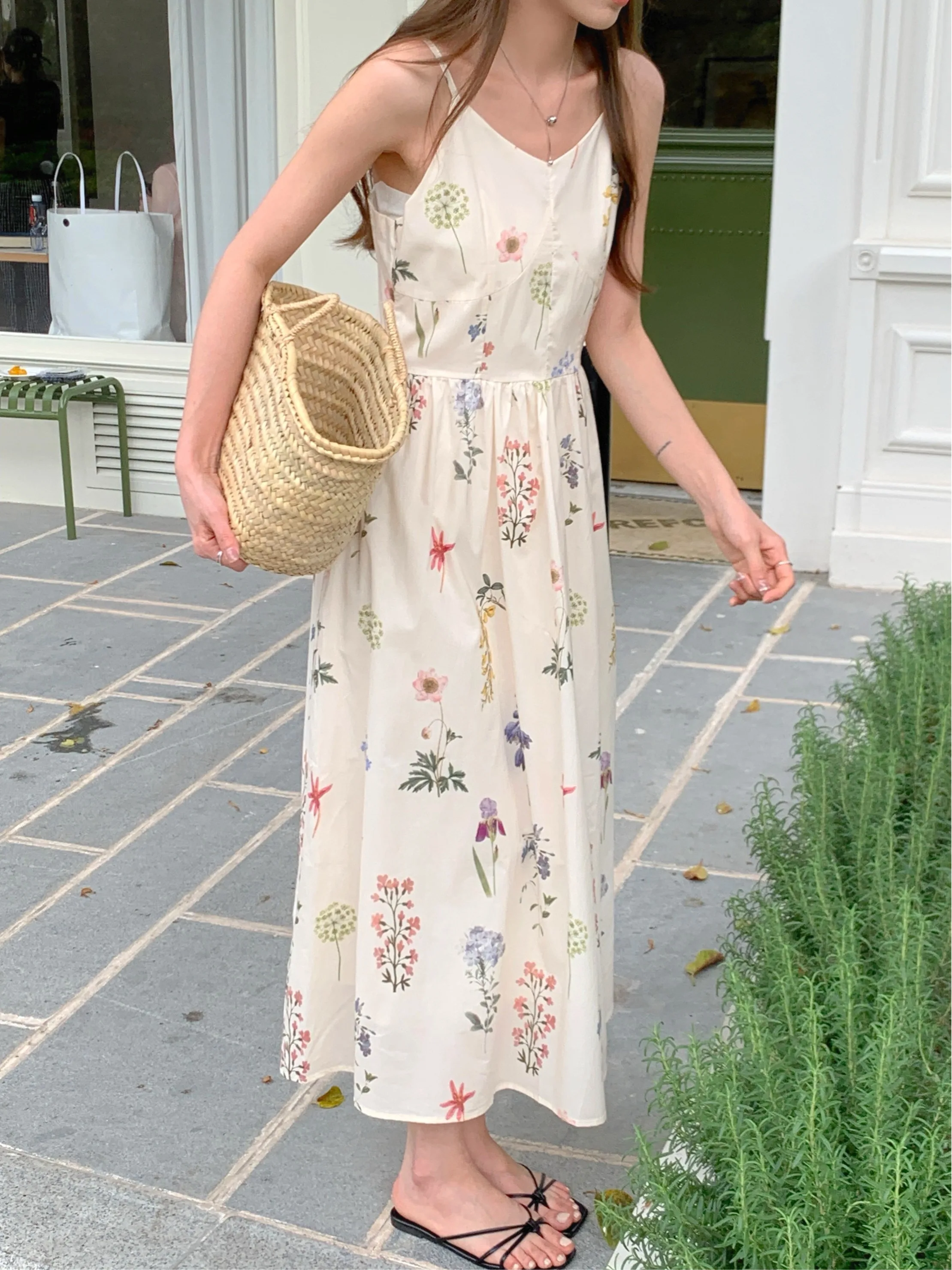 

Sweet Floral Vest Dr Women's Mid-Length Summer New Holiday Sle Chic Casual Commute Single Piece Other Material 00%