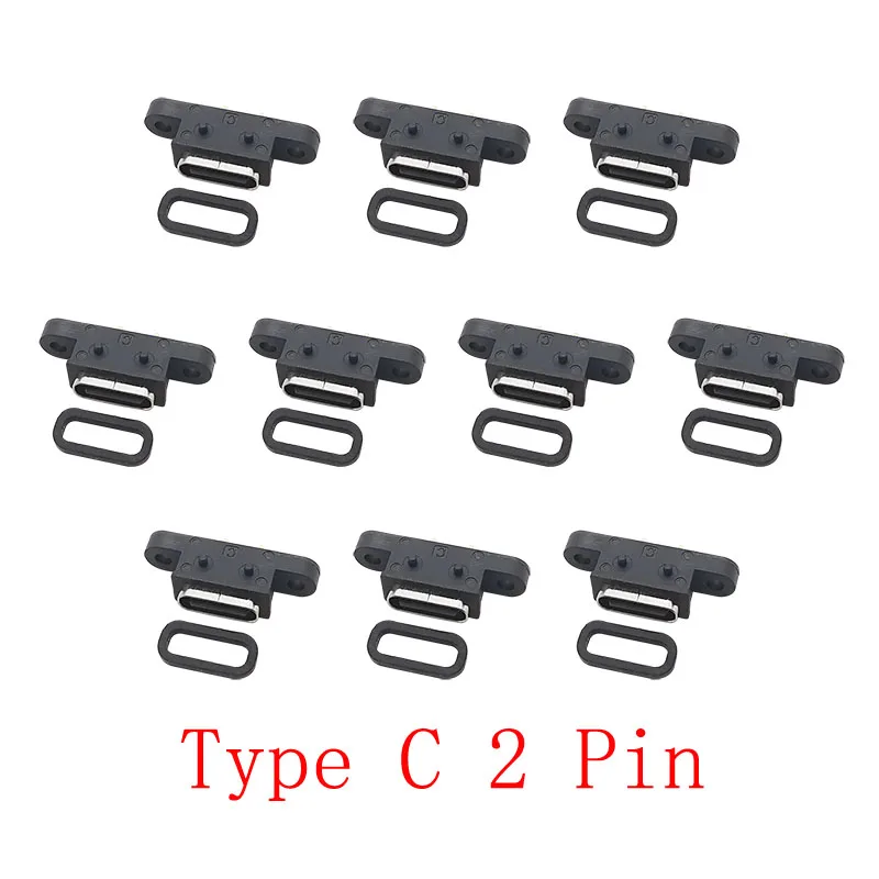 10Pcs/lot USB Type C Female Jack 2 Pin Connector Charging Interface Plug Port USB Type-C Socket Soldering Connectors