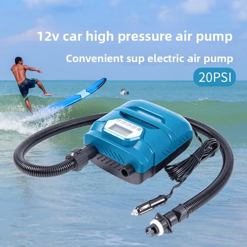 2026 مضخة هواء كهربائية قارب الاعتداء قارب مطاطي المحمولة سوب لوحة اللب الكهربائية مضخة هواء تيار مستمر ارتفاع ضغط 20PSI مركبة مضخة هواء #2