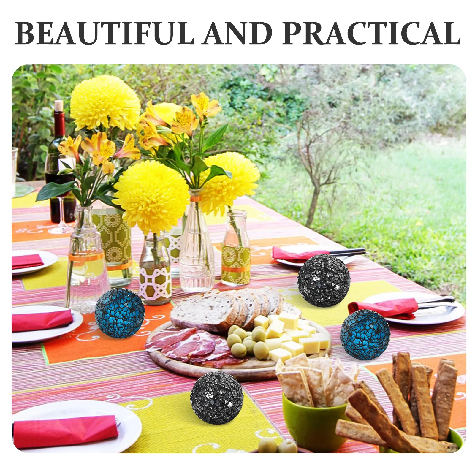 8Pcs Glass Decorative Balls 6Cm Shattered Mirror Finish Round Spheres for Home Decor Tabletop Bowl Filler Wedding Party