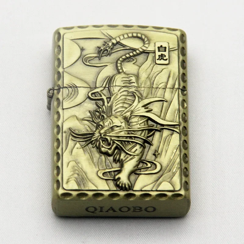 Authentic High-end Bronze Kerosene Lighter, Exquisite and Cool Pattern Bronze Kerosene Machine As A Gift Lighter for Men