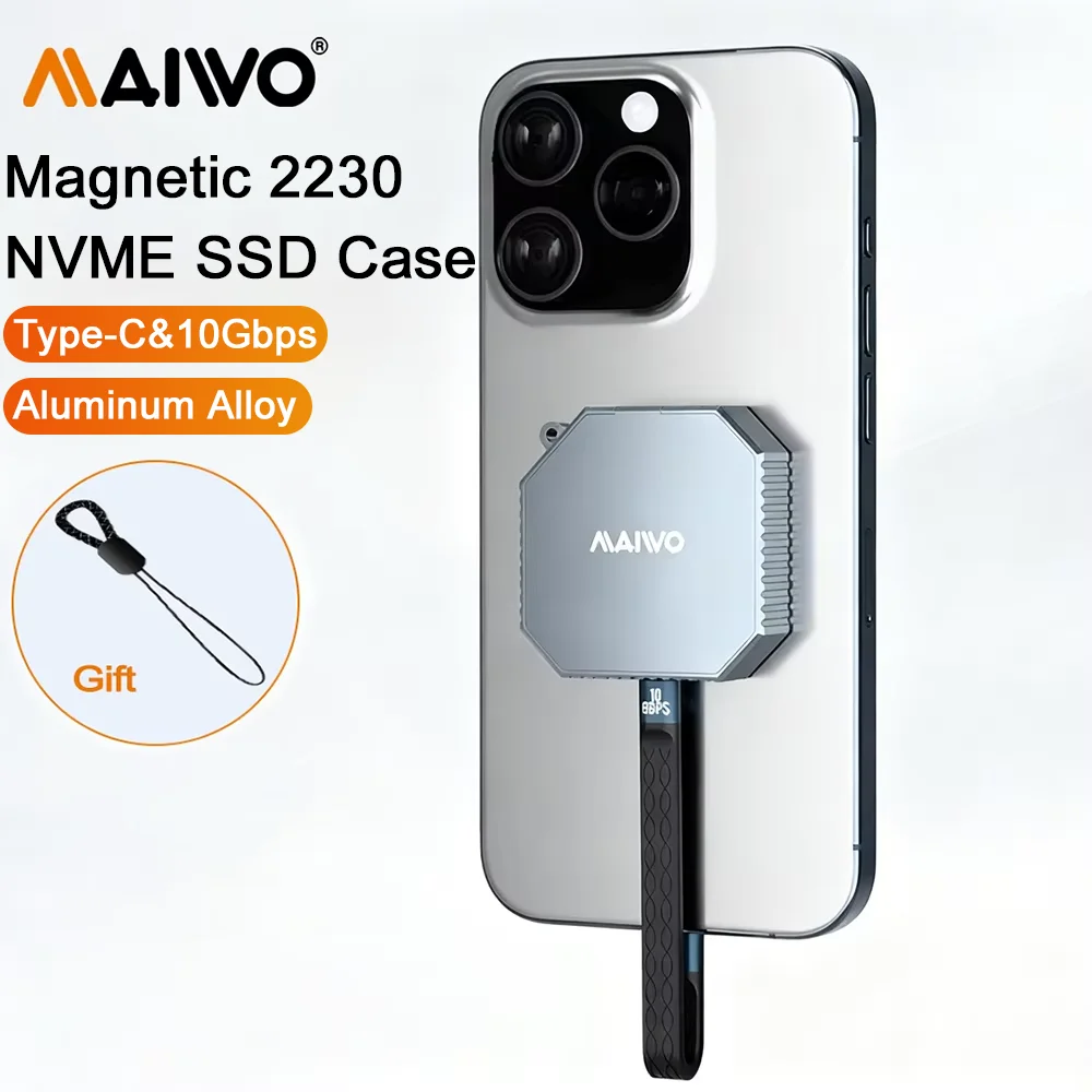 maiwo-magnetic-m2-2230-nvme-ssd-enclosure-10gbps-usb-c-32-gen2-to-nvme-pci-e-m-key-2230mm-external-ssd-drive-case-for-macbook