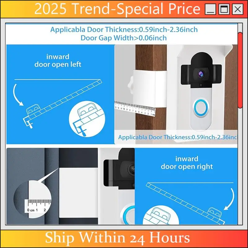 

Ring Doorbells Ring Anti Theft Door Mount For Ringdoorbell Mount No Drill Holder Bracket For Apartment Door Home Rentals