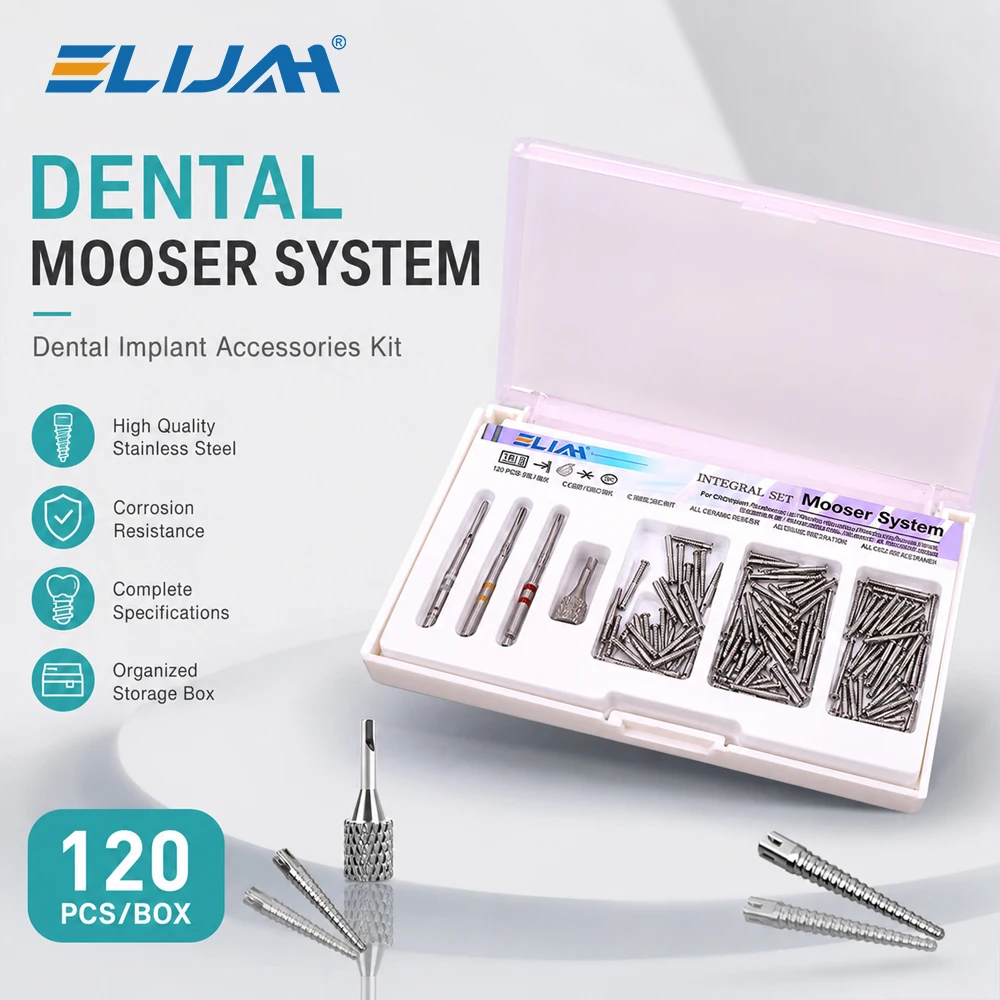 

ELIJAH 120Pcs/box Dental Endo Screw Posts Mooser System Integral Set CT4 Medical Pure Titanium Root Canal Pins Dental Material